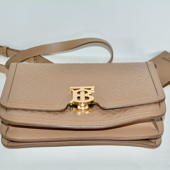 NWT BURBERRY CROSSBODY CALFSKIN EMBOSSED MONOGRAM MEDIUM TB BAG - Picture 4 of 12